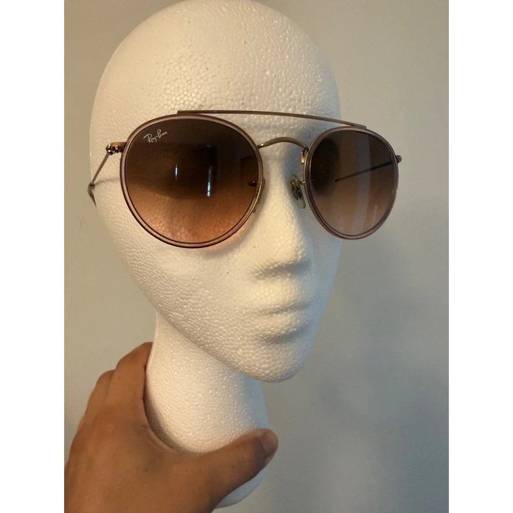 Ray Ban RB3647-N 9069/A5 Round Double Bridge Sunglasses Full Rim Metal 5122-145